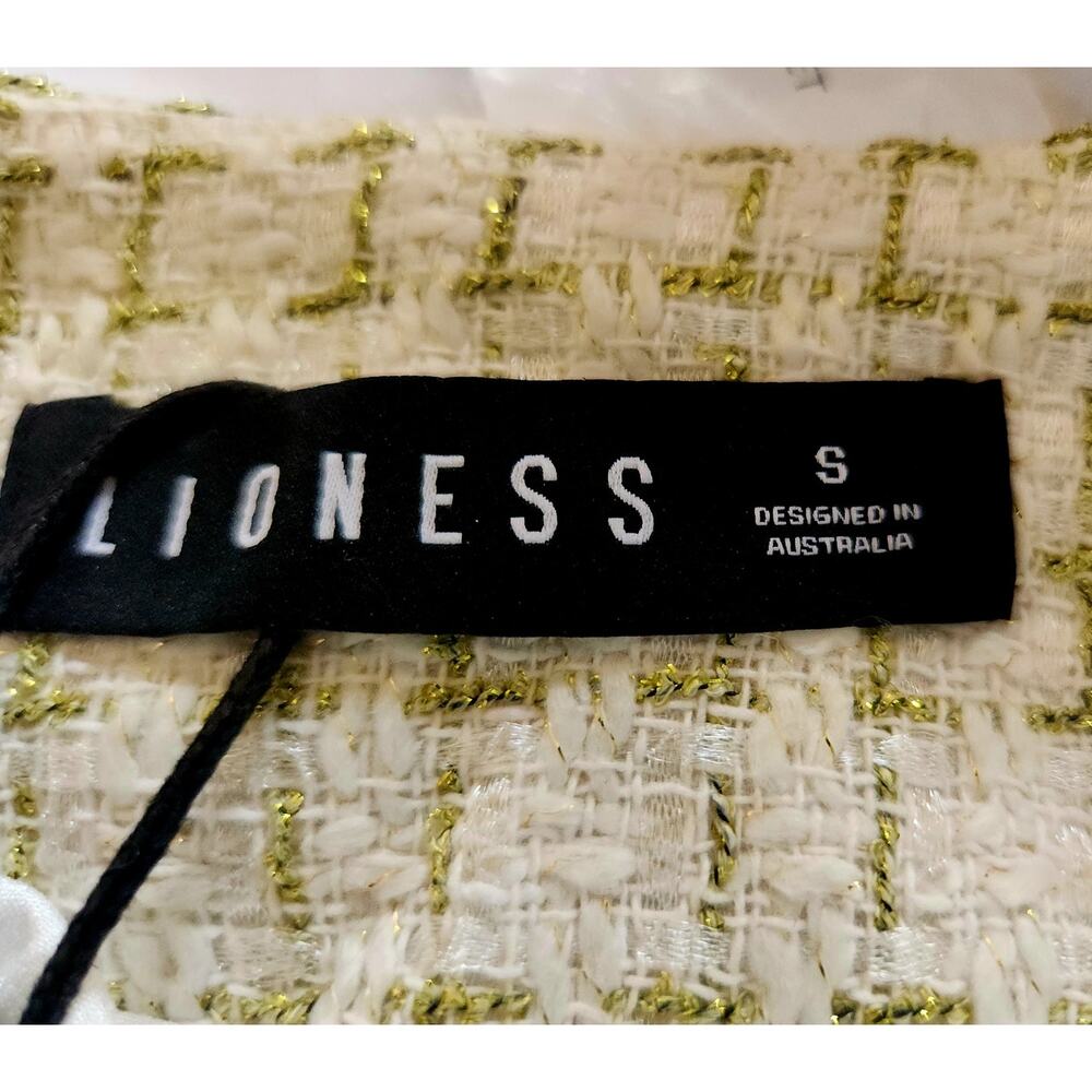 LIONESS Tweed‎ Blazer Ivory Metallic Academia Elle | NWT $109 - Picture 5 of 10